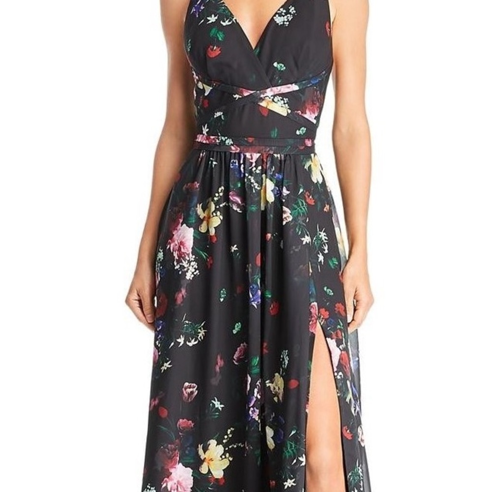 Laundry By Shelli Segal Black Floral Maxi Dress